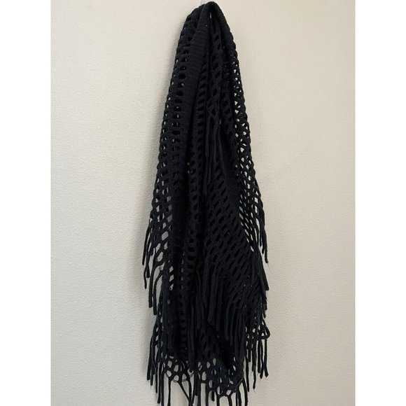 Infinity Scarf Set Of 2 Scarves Blue Brown Neutral Soft Acrylic Fringe Ruffle OS - Picture 3 of 5